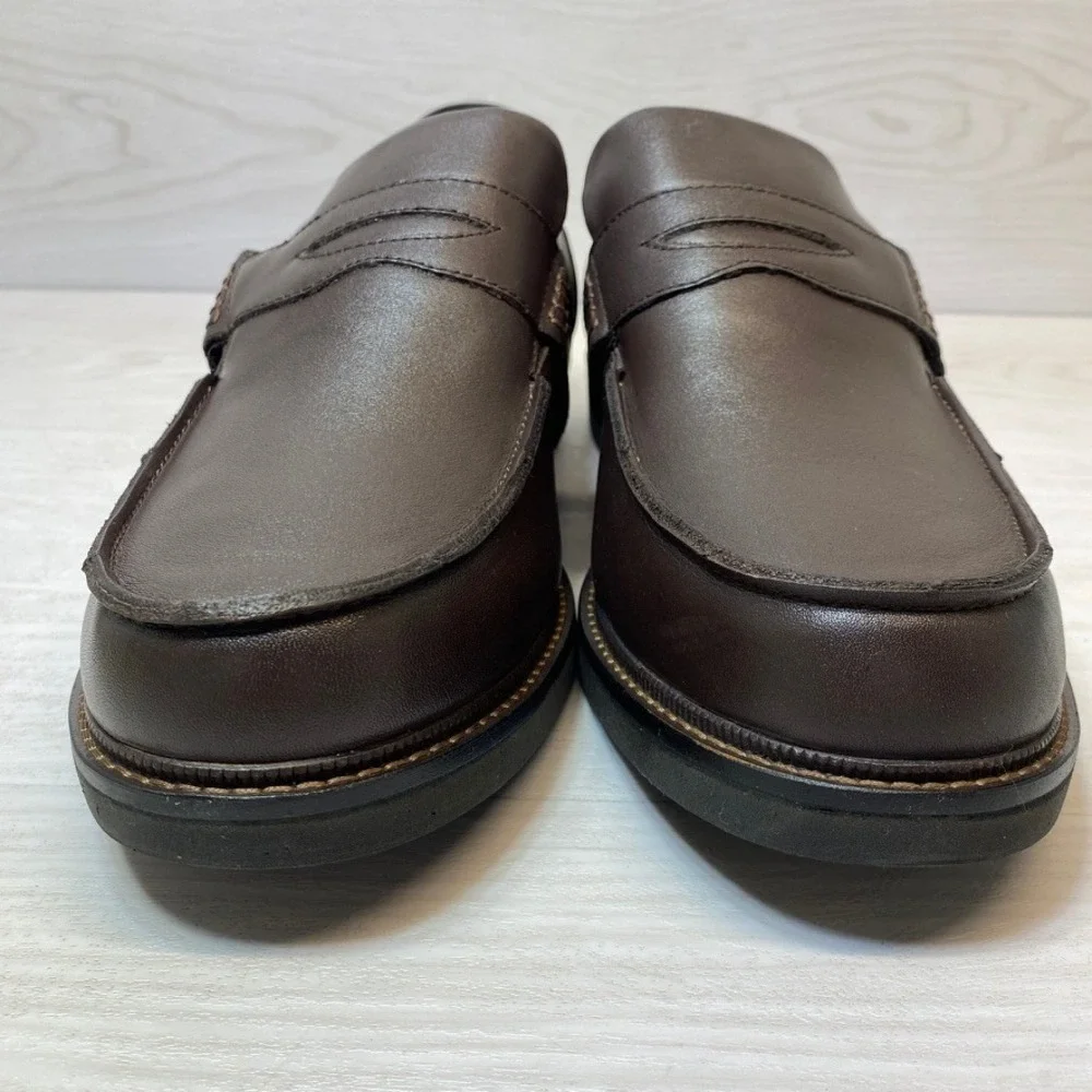 Apex Mens 13 Wide Lexington Penny Loafer LT210M Brown Leather Orthopedic Comfort